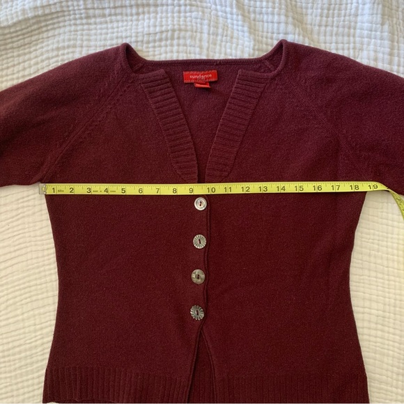 Sundance wool burgundy cardigan button up sweater size medium - Picture 5 of 7